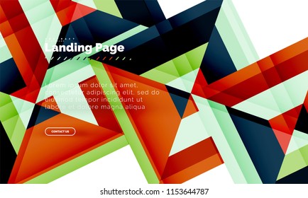 Square shape geometric abstract background, landing page web design template. Vector illustration
