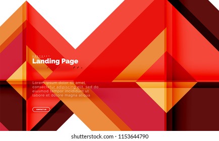 Square shape geometric abstract background, landing page web design template. Vector illustration