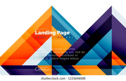 Square shape geometric abstract background, landing page web design template. Vector illustration