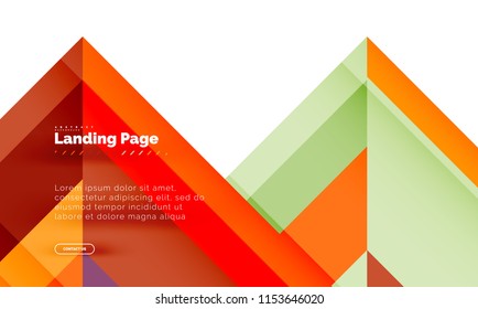 Square shape geometric abstract background, landing page web design template. Vector illustration