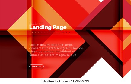 Square shape geometric abstract background, landing page web design template. Vector illustration