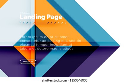 Square shape geometric abstract background, landing page web design template. Vector illustration