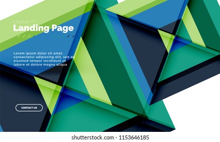 Square shape geometric abstract background, landing page web design template. Vector illustration
