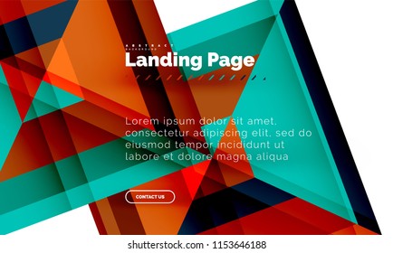 Square shape geometric abstract background, landing page web design template. Vector illustration