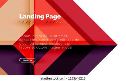 Square shape geometric abstract background, landing page web design template. Vector illustration