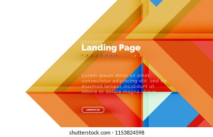 Square shape geometric abstract background, landing page web design template. Vector illustration