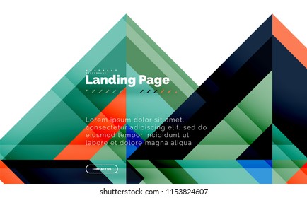 Square shape geometric abstract background, landing page web design template. Vector illustration