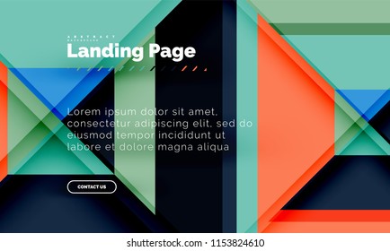 Square shape geometric abstract background, landing page web design template. Vector illustration