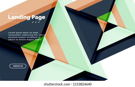 Square shape geometric abstract background, landing page web design template. Vector illustration