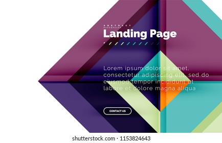 Square shape geometric abstract background, landing page web design template. Vector illustration