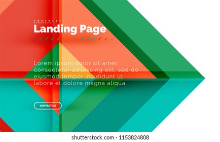 Square shape geometric abstract background, landing page web design template. Vector illustration