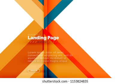 Square shape geometric abstract background, landing page web design template. Vector illustration