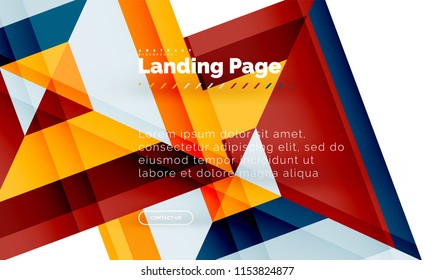 Square shape geometric abstract background, landing page web design template. Vector illustration