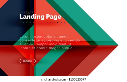 Square shape geometric abstract background, landing page web design template. Vector illustration
