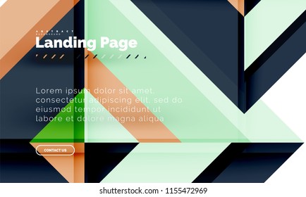 Square shape geometric abstract background, landing page web design template. Vector illustration