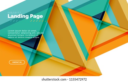 Square shape geometric abstract background, landing page web design template. Vector illustration