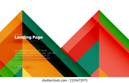 Square shape geometric abstract background, landing page web design template. Vector illustration