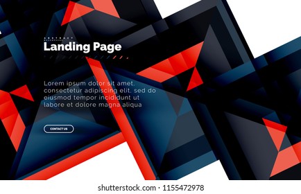 Square shape geometric abstract background, landing page web design template. Vector illustration