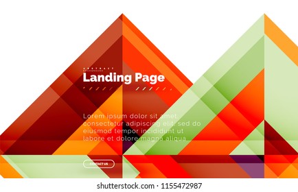 Square shape geometric abstract background, landing page web design template. Vector illustration