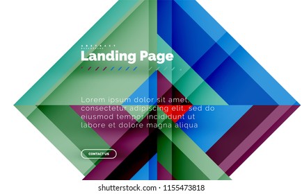 Square shape geometric abstract background, landing page web design template. Vector illustration
