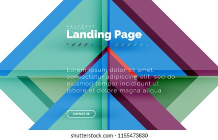 Square shape geometric abstract background, landing page web design template. Vector illustration