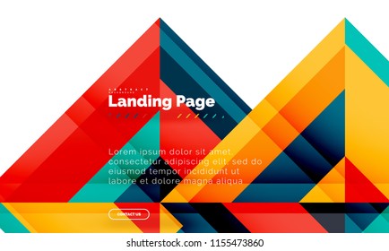 Square shape geometric abstract background, landing page web design template. Vector illustration