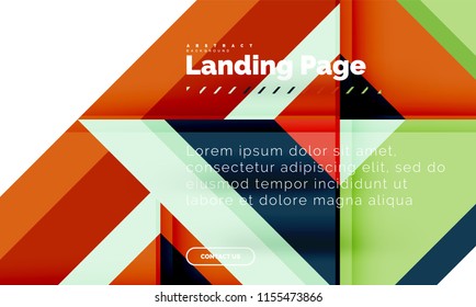 Square shape geometric abstract background, landing page web design template. Vector illustration