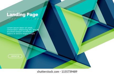 Square shape geometric abstract background, landing page web design template. Vector illustration