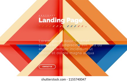 Square shape geometric abstract background, landing page web design template. Vector illustration