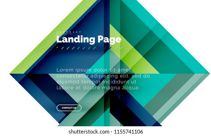 Square shape geometric abstract background, landing page web design template. Vector illustration