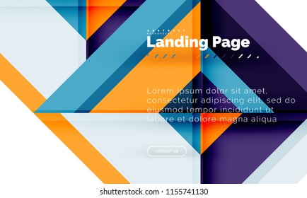 Square shape geometric abstract background, landing page web design template. Vector illustration