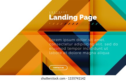 Square shape geometric abstract background, landing page web design template. Vector illustration