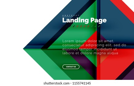 Square shape geometric abstract background, landing page web design template. Vector illustration