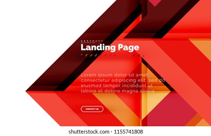 Square shape geometric abstract background, landing page web design template. Vector illustration