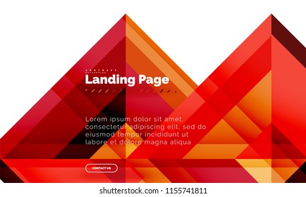 Square shape geometric abstract background, landing page web design template. Vector illustration
