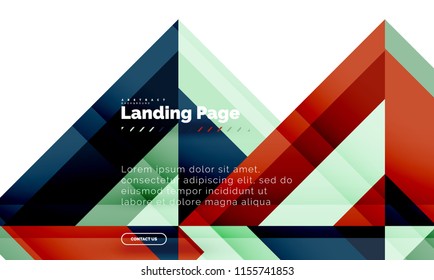 Square shape geometric abstract background, landing page web design template. Vector illustration