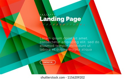 Square shape geometric abstract background, landing page web design template. Vector illustration