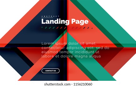 Square shape geometric abstract background, landing page web design template. Vector illustration