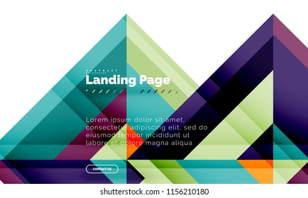 Square shape geometric abstract background, landing page web design template. Vector illustration