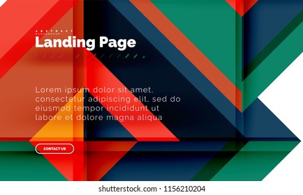 Square shape geometric abstract background, landing page web design template. Vector illustration