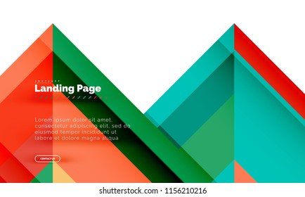 Square shape geometric abstract background, landing page web design template. Vector illustration