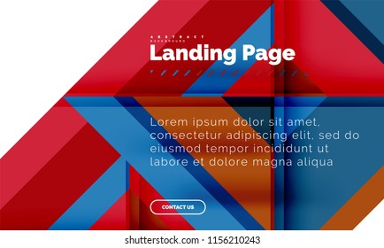 Square shape geometric abstract background, landing page web design template. Vector illustration