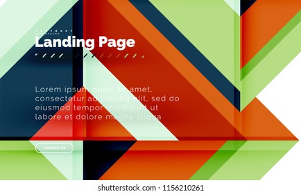 Square shape geometric abstract background, landing page web design template. Vector illustration