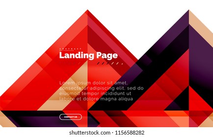 Square shape geometric abstract background, landing page web design template. Vector illustration