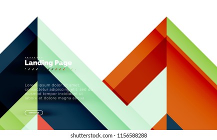 Square shape geometric abstract background, landing page web design template. Vector illustration