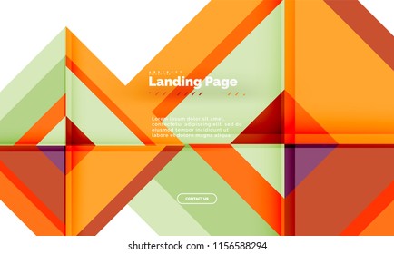 Square shape geometric abstract background, landing page web design template. Vector illustration