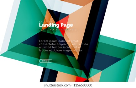 Square shape geometric abstract background, landing page web design template. Vector illustration