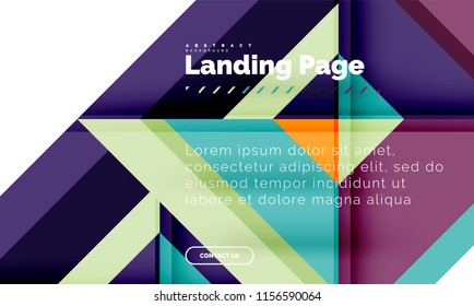 Square shape geometric abstract background, landing page web design template. Vector illustration