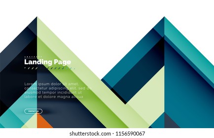 Square shape geometric abstract background, landing page web design template. Vector illustration