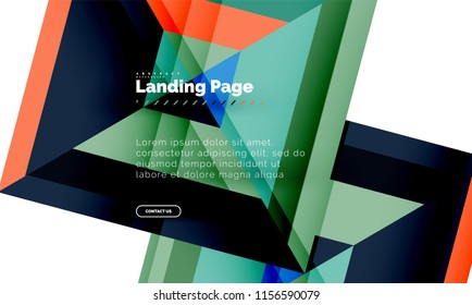 Square shape geometric abstract background, landing page web design template. Vector illustration